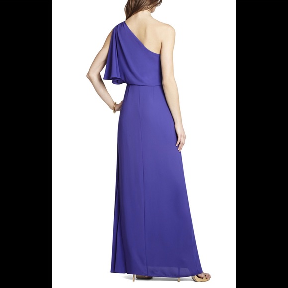 BCBG One-Shoulder Ruffled Purple Gown - Size 6 - Picture 2 of 6